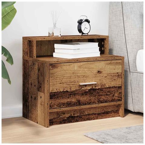Comodino Con Cassetto Legno Antico 51x31x47 Cm - Foto 3