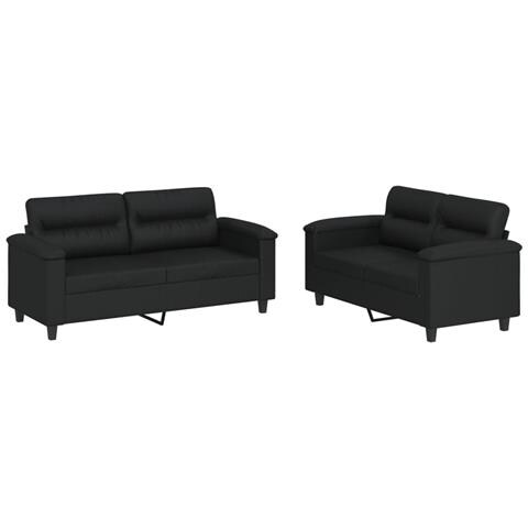 Set Di Divani 2 Pz Con Cuscini Nero In Similpelle - Foto 2