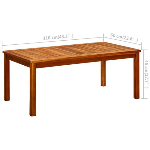 Tavolino Da Giardino 110x60x45 Cm In Legno Massello Di Acacia - Foto 7