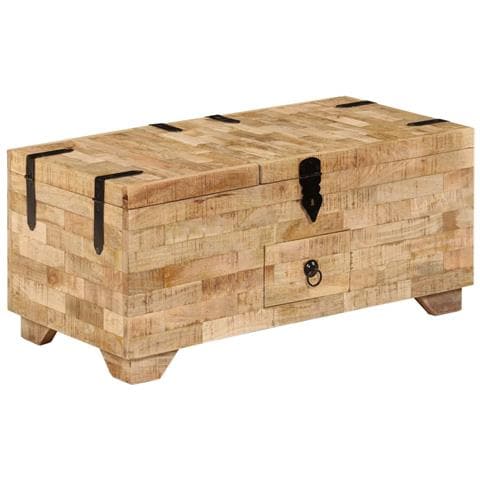 Tavolino Da Salotto In Legno Massello Di Mango 80x40x35 Cm - Foto 2