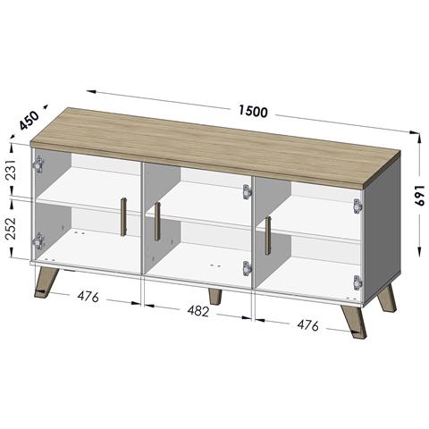 LOTTA KOM150 3D credenza per soggiorno 3 porta /porte - Foto 2