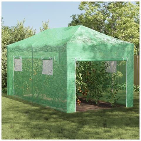 Serra con ingresso e struttura pop-up Verde 580x290x315 cm Acciaio - Foto 2