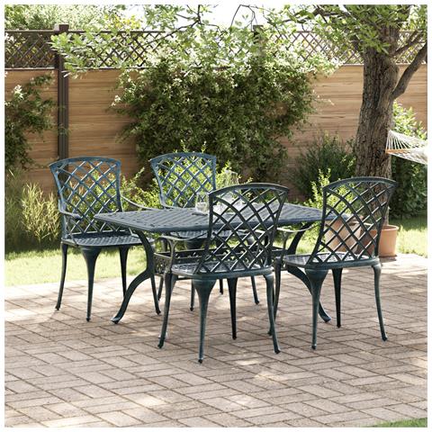 Sedie da giardino  impilabili 4 pezzi Verde in alluminio pressofuso - Foto 2