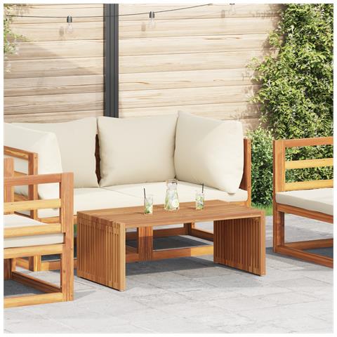 Tavolo Laterale da Giardino 90x49.7x36 cm Legno Massello Teak - Foto 2