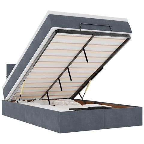 Struttura Letto Pouf con Materasso 120x200 cm Velluto - Foto 1