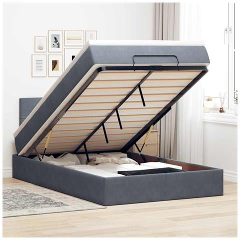 Struttura Letto Pouf con Materasso 120x200 cm Velluto - Foto 2