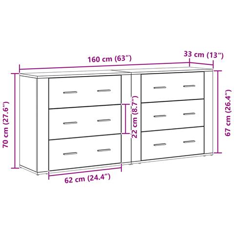 Mobiletti 2 pz in rovere nero legno ingegnerizzato - Foto 9