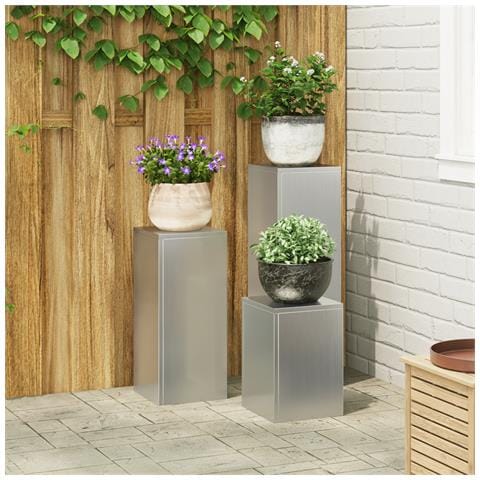 Set di 3 Supporti per Piante da Esterno in Acciaio Zincato - Foto 2