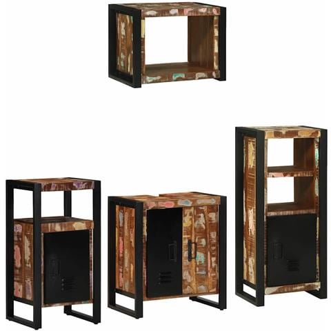Set di mobili per il bagno 4 pcs Legno massello riciclato - Foto 2