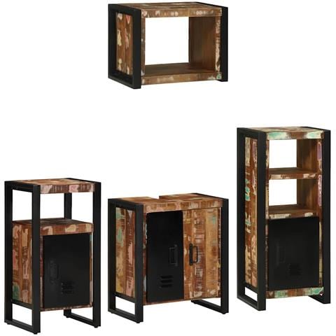 Set di mobili per il bagno 4 pcs Legno massello riciclato - Foto 9