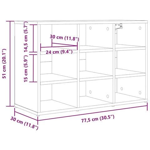 Scarpiera Bianco 77.5 x 30 x 51 cm Legno multistrato - Foto 9