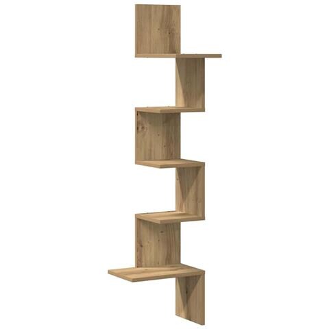 Scaffale Angolare Muro Rovere Artigianale 32x32x127,5 cm - Foto 1