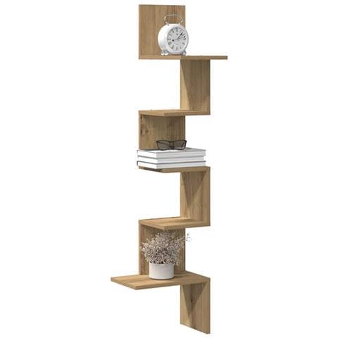 Scaffale Angolare Muro Rovere Artigianale 32x32x127,5 cm - Foto 2