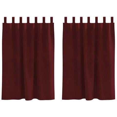 Tende con tende 2 pcs Rosso vino 140 x 140 cm Velluto - Foto 1