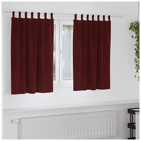 Tende con tende 2 pcs Rosso vino 140 x 140 cm Velluto - Foto 2