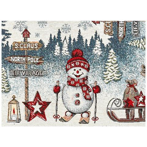 Tovaglia Centrotavola Centrino Tavolo Fantasie Natalizie Cinigliato Piazzato Made Italy 90x90 Polo Nord - Foto 2