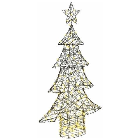 Albero di Natale con 160 LED Bianco caldo 150 cm Rattan - Foto 1