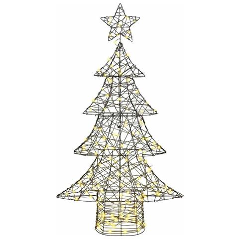 Albero di Natale con 160 LED Bianco caldo 150 cm Rattan - Foto 2