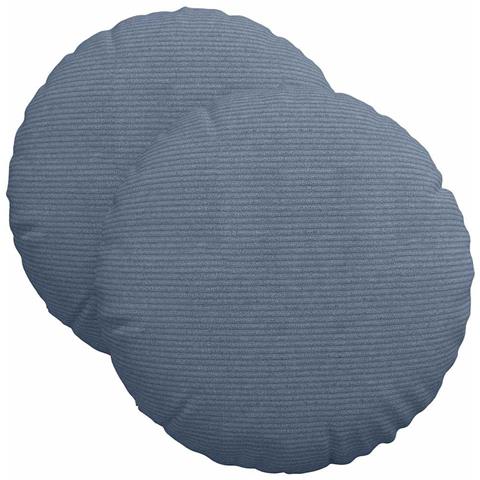 Cuscini per Seduta 2 pcs Blu Ø 40 cm Tessuto in Cords - Foto 1