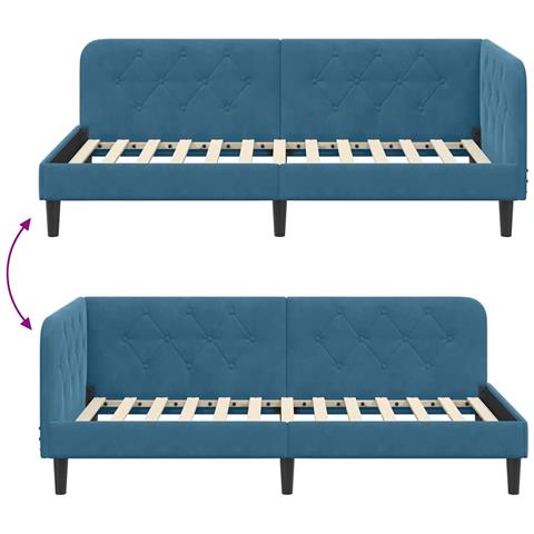 Cornice del letto ad angolo Blu 100 x 200 cm Velluto - Foto 9