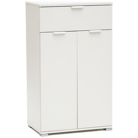 Comodino /armadietto Bianco 2 Ante + Cassetto | Mobiletto Salvaspazio Con 2 Ripiani Regolabili | Già Assemblato Per Camera, Ingresso, Bagno E Soggiorno - Foto 1