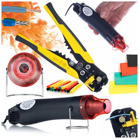Set Mini Pistola Termica Hot-air 300w Con Spelafili Automatico E Crimpatrice + 164 Tubetti Termorestringenti - Precisione E Qualità Per Elettronica - Foto 1