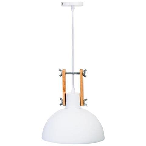 Plafoniera In Legno Bianco E Metallo 25x25x32h - Foto 1