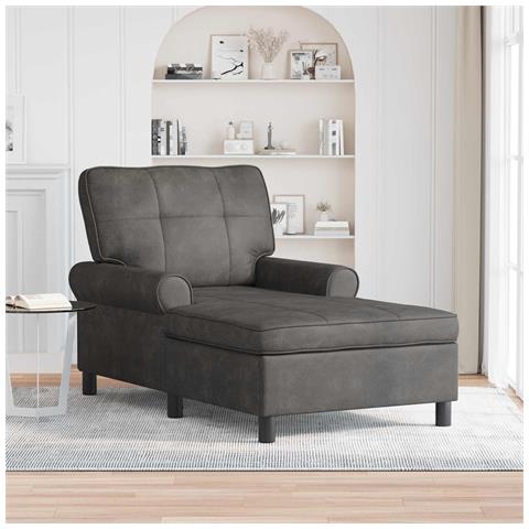 Chaise Lounge con cuscino Nero 91 x 157 x 91 cm Pelle Sintetica - Foto 2