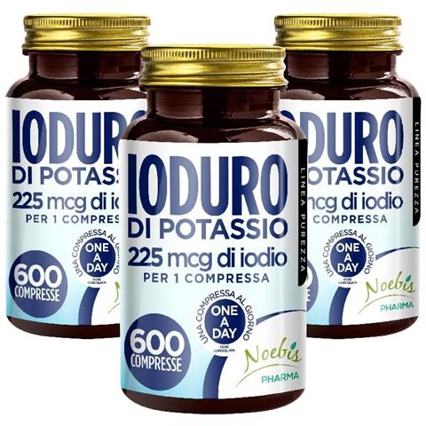 Ioduro di Potassio 225 mcg 600 Compresse - Iodio ad Alto Dosaggio - Tiroide, Metabolismo Energetico e Funzioni Cognitive (Confezione tripla) - Foto 1