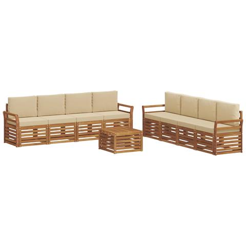 Set divani 9 pcs Naturale e Beige Legno di Acacia Massello - Foto 1