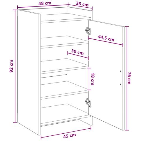 Mobile per scarpe con archiviazione Rovere Fumo 48 x 36 x 92 cm - Foto 9