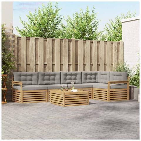 Set di divani da esterno 6 pcs Bianco e Grigio Chiaro - Foto 2
