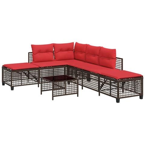 Set divano angolare da giardino a 3 pz con Cuscini in Polyrattan Marrone - Foto 1