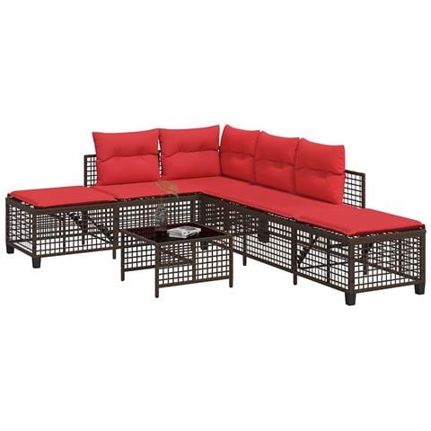 Set divano angolare da giardino a 3 pz con Cuscini in Polyrattan Marrone - Foto 2