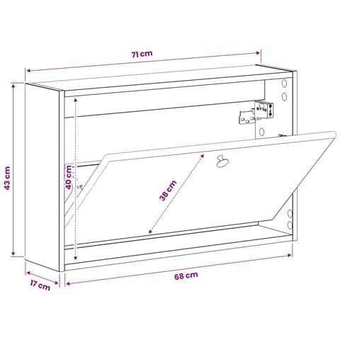 Mobiletto per Scarpe da Muro BREDA 71 x 17 x 43 cm - Foto 9