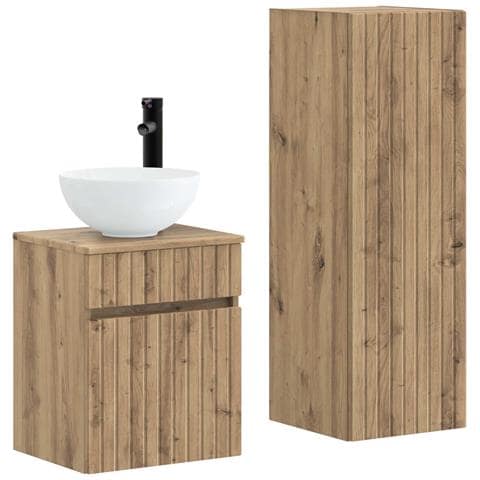 Set di mobili per il bagno 2 pz Rovere Artigianale - Foto 1