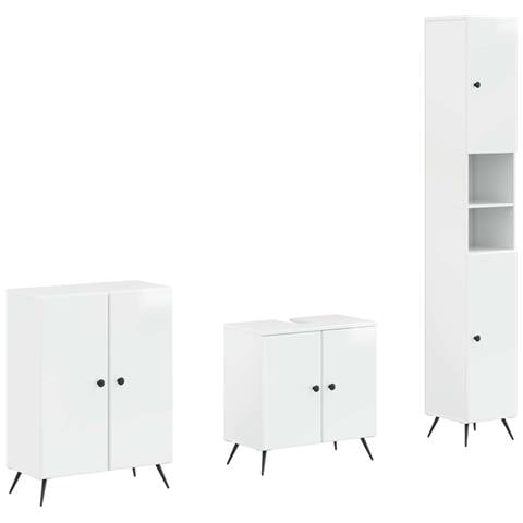 Set di armadietti da bagno in 3 pezzi BREDA Bianco Lucido - Foto 1