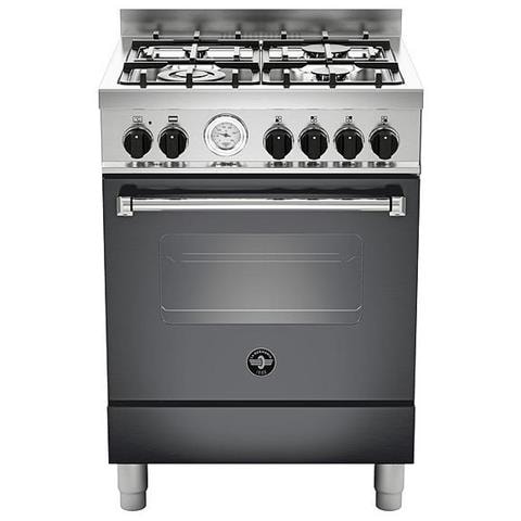 Cucina Elettrica AMN664ENET 4 Fuochi a Gas Forno Elettrico Multifunzione Classe A Dimensioni 60 x 60 cm Colore Nero Serie Americana - Foto 1
