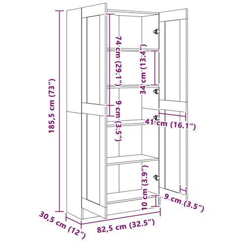 Libreria Nera 82,5x30,5x185,5 cm in Legno Multistrato - Foto 2