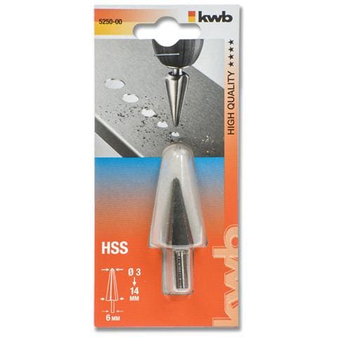 525000, Drill, Punta da trapano a cono, Non-ferrous metal, Plastica, Lama in acciaio inox (sottile) , High-Speed Steel (HSS) , Attacco cilindrico, Nero - Foto 1