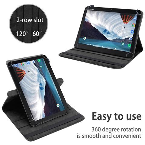 Custodia Per Tablet Compatibile Con Acepad A140 (10.1 Zoll) In Nero - Coperchio Protettivo A 360 Gradi Fatto Di Finta Pelle Con Funzione Di Stand E Banda Elastica - Foto 2