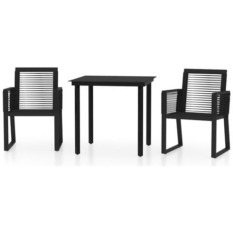 Set Mobili da Pranzo per Giardino 3 pz Nero - Foto 1