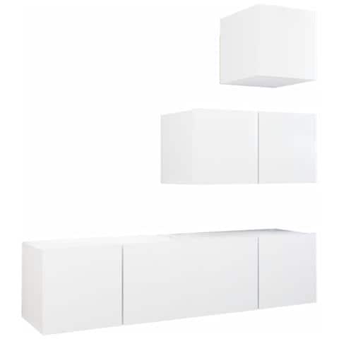 Set Mobili Porta TV 4 pz Bianco in Legno Multistrato - Foto 1