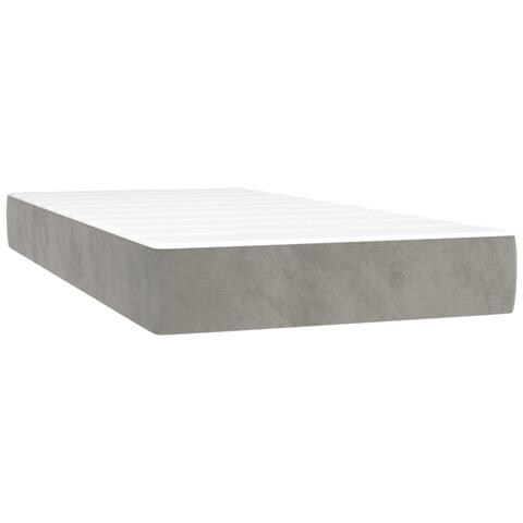 Materasso A Molle Grigio Chiaro 100x200x20 Cm In Velluto - Foto 1