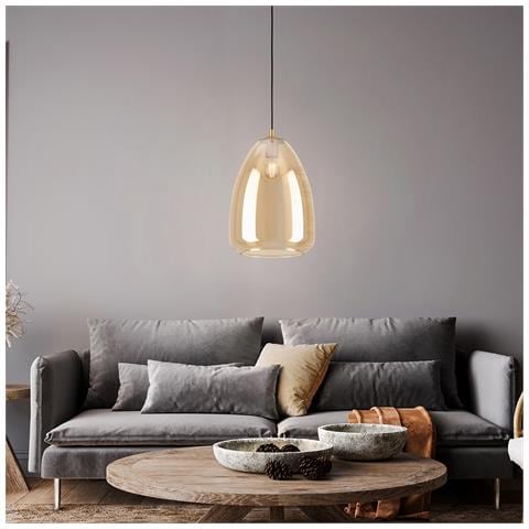 Lampadario Contemporaneo Alobrase 1 Luce Metallo Ottone Spazzolato - Foto 3