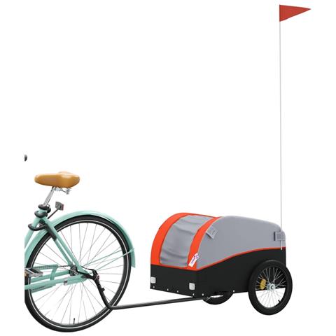 Rimorchio Da Bici Nero E Arancione 30 Kg In Ferro - Foto 3