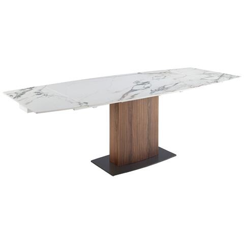 Ángel Cerdá - Tavolo da pranzo in marmo porcellanato e legno di noce - Tavolo da pranzo rettangolare moderno - Tavolo da soggiorno versatile e funzionale - 220 x 110 x 76 cm