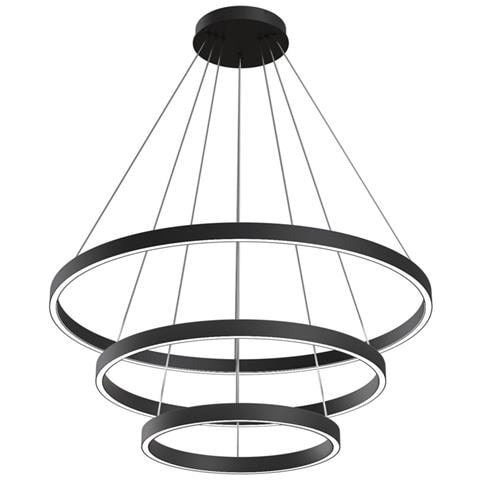 Lampadario A Sospensione Moderno Rim Alluminio Nero 3 Luci Led 115w - Foto 2