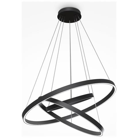 Lampadario A Sospensione Moderno Rim Alluminio Nero 3 Luci Led 115w - Foto 1