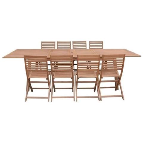 Set Da Pranzo Da Giardino Da 8 A 12 Persone - Tavolo Allungabile 200/250/300 X 100 Cm + 8 Sedie - Legno Di Eucalipto - Foto 1
